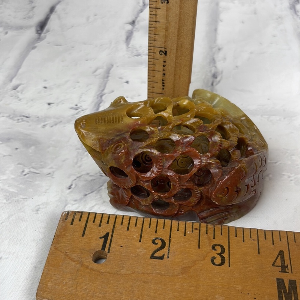Vintage Carved Onyx Frog Within Frog Figurine Hand Carved Paperweight - Picture 11 of 11